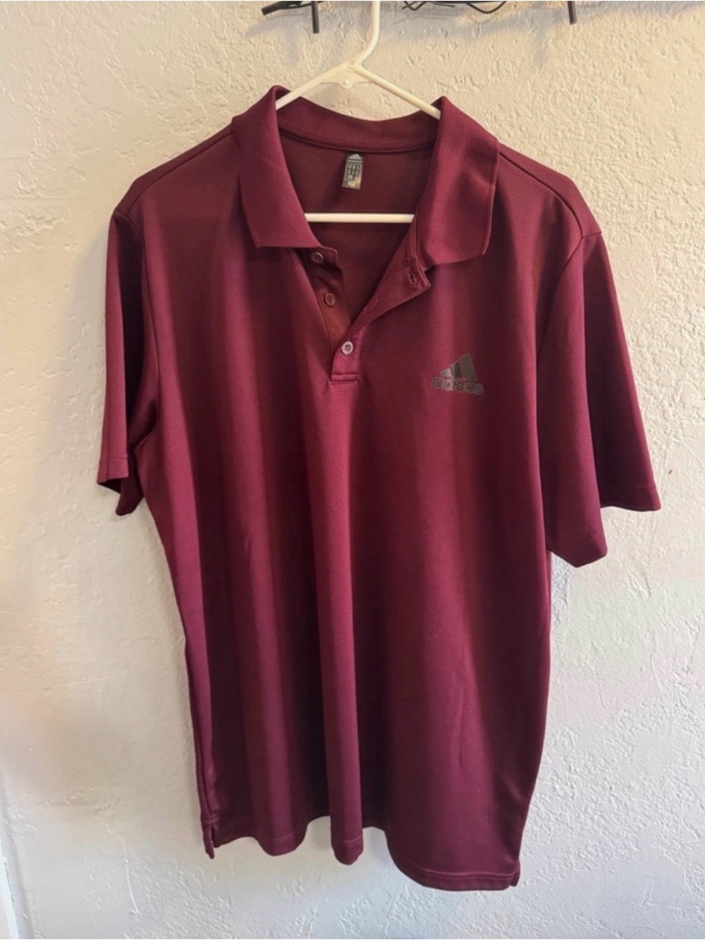 Mens burgundy Adidas polo shirt